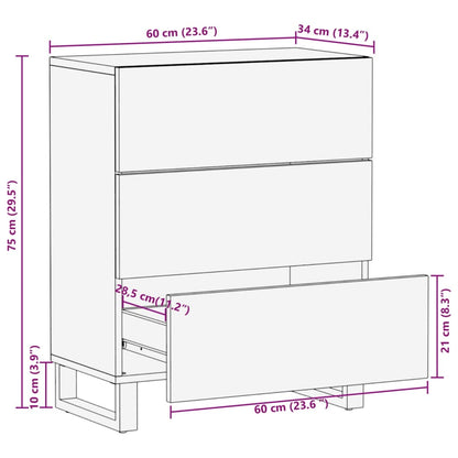 Sideboard 60x34x75 cm Raues Massives Mangoholz