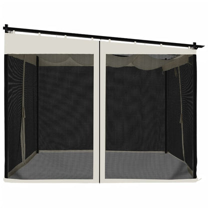 Pavillon mit Netzwände Creme 3x3 m Stahl