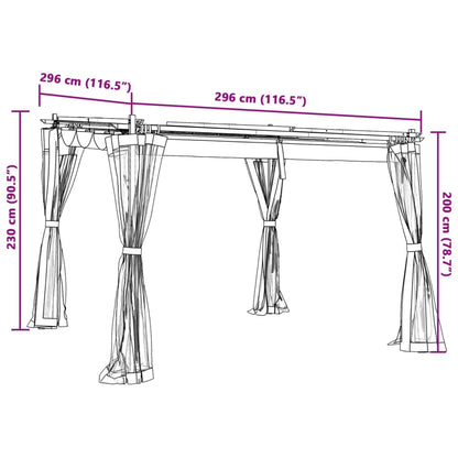 Pavillon mit Netzwände Creme 3x3 m Stahl