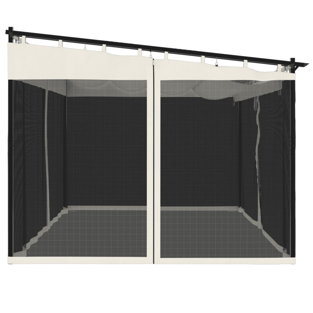 Pavillon mit Netzwänden Creme 4x3 m Stahl