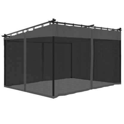 Pavillon mit Netzwänden Anthrazit 4x3 m Stahl