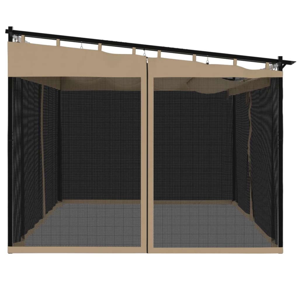 Pavillon mit Netzwänden Taupe 4x3 m Stahl