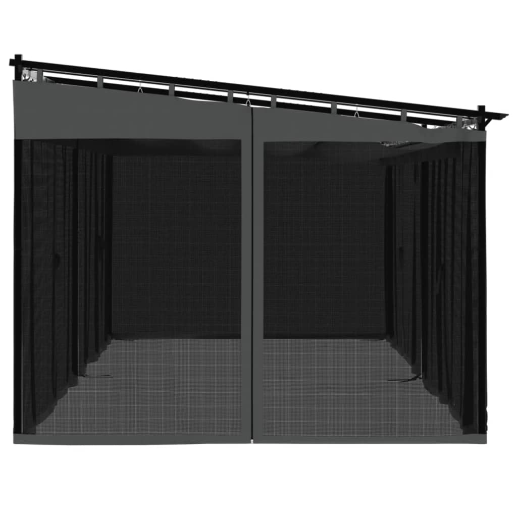 Pavillon mit Netzwänden Anthrazit 6x3 m Stahl