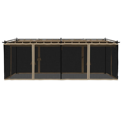 Pavillon mit Netzwänden Taupe 6x3 m Stahl