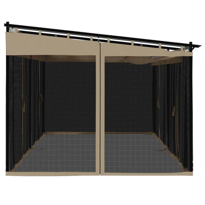 Pavillon mit Netzwänden Taupe 6x3 m Stahl