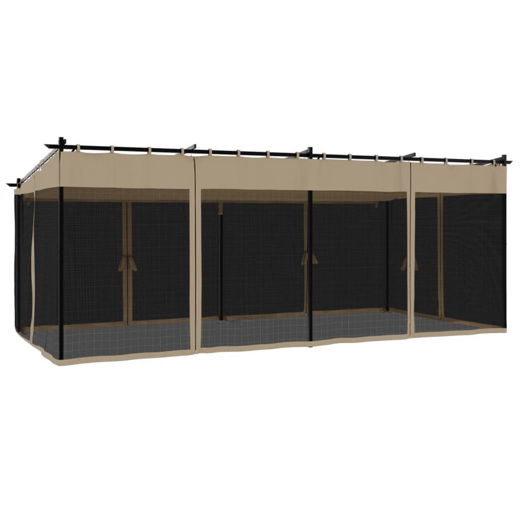 Pavillon mit Netzwänden Taupe 6x3 m Stahl