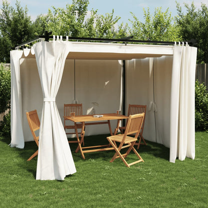 Pavillon mit Vorhängen Creme 3x3 m Stahl