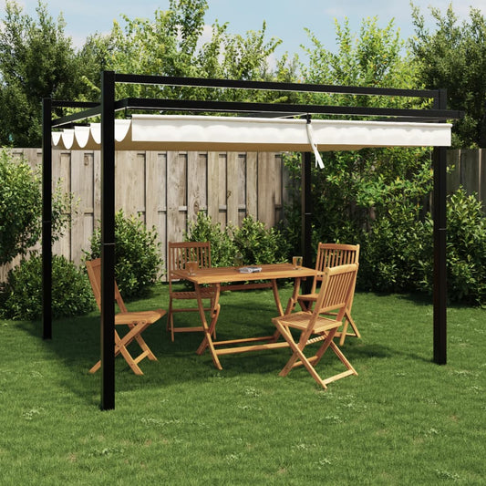 Gartenpavillon mit ausziehbarem Dach Creme 3x3 m Aluminium