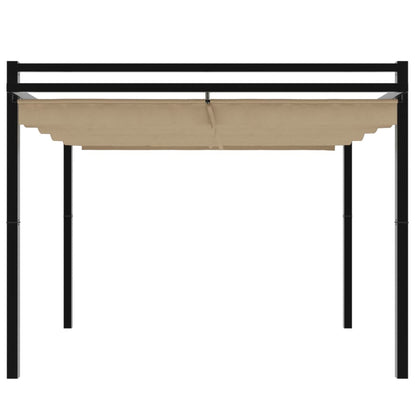 Gartenpavillon mit Ausziehbarem Dach Taupe 3x3 m Aluminium