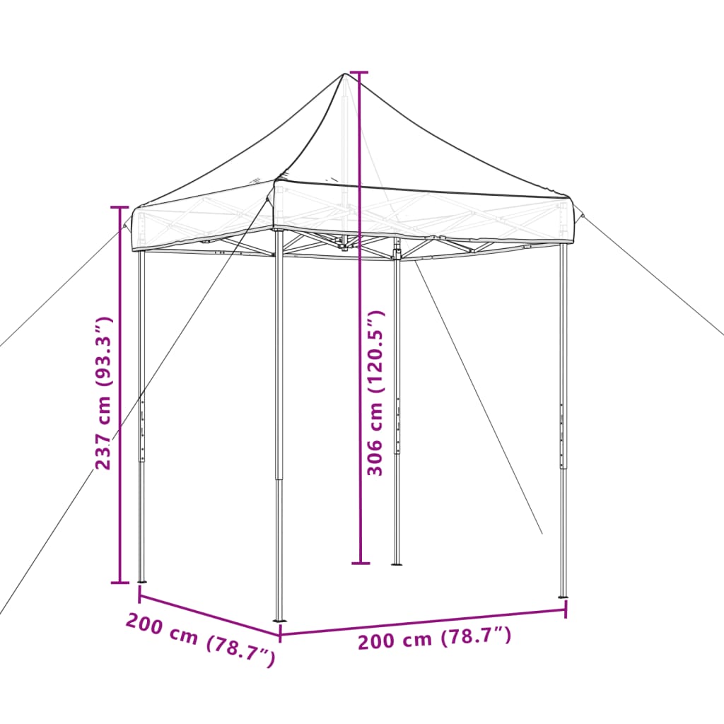 Partyzelt Faltbar Pop-Up Taupe 200x200x306 cm