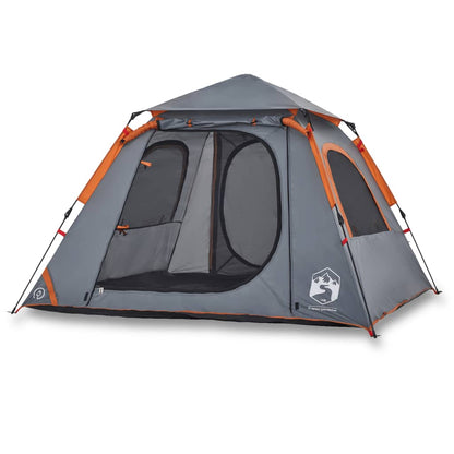 Kuppel-Campingzelt 4 Personen Grau und Orange Quick Release