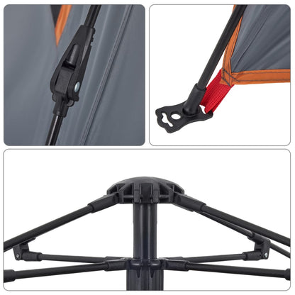 Kuppel-Campingzelt 4 Personen Grau und Orange Quick Release