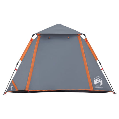 Kuppel-Campingzelt 4 Personen Grau und Orange Quick Release