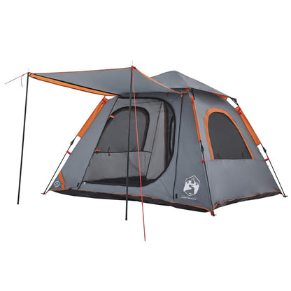 Kuppel-Campingzelt 4 Personen Grau und Orange Quick Release