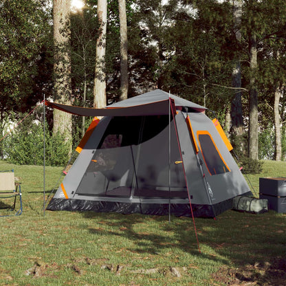 Kuppel-Campingzelt 5 Personen Grau und Orange Quick Release