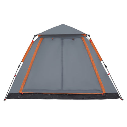 Kuppel-Campingzelt 5 Personen Grau und Orange Quick Release