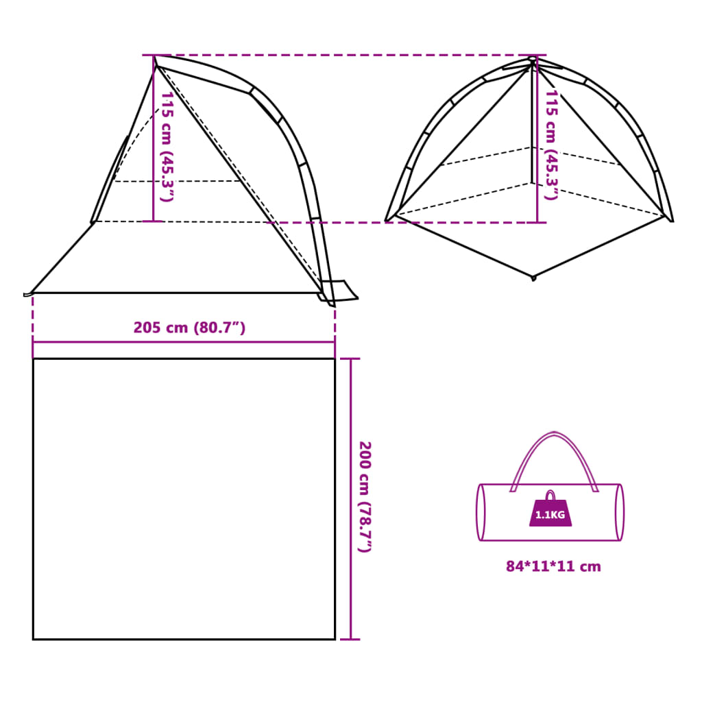 Strandzelt Azurblau Quick Release Wasserdicht