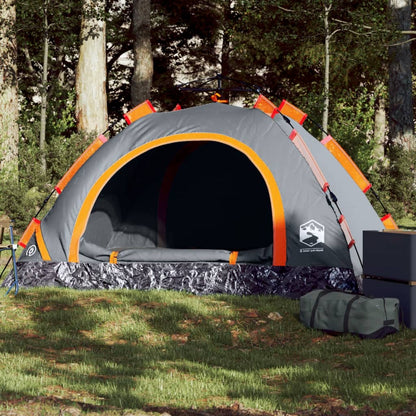 Campingzelt 2 Personen Grau und Orange Quick Release