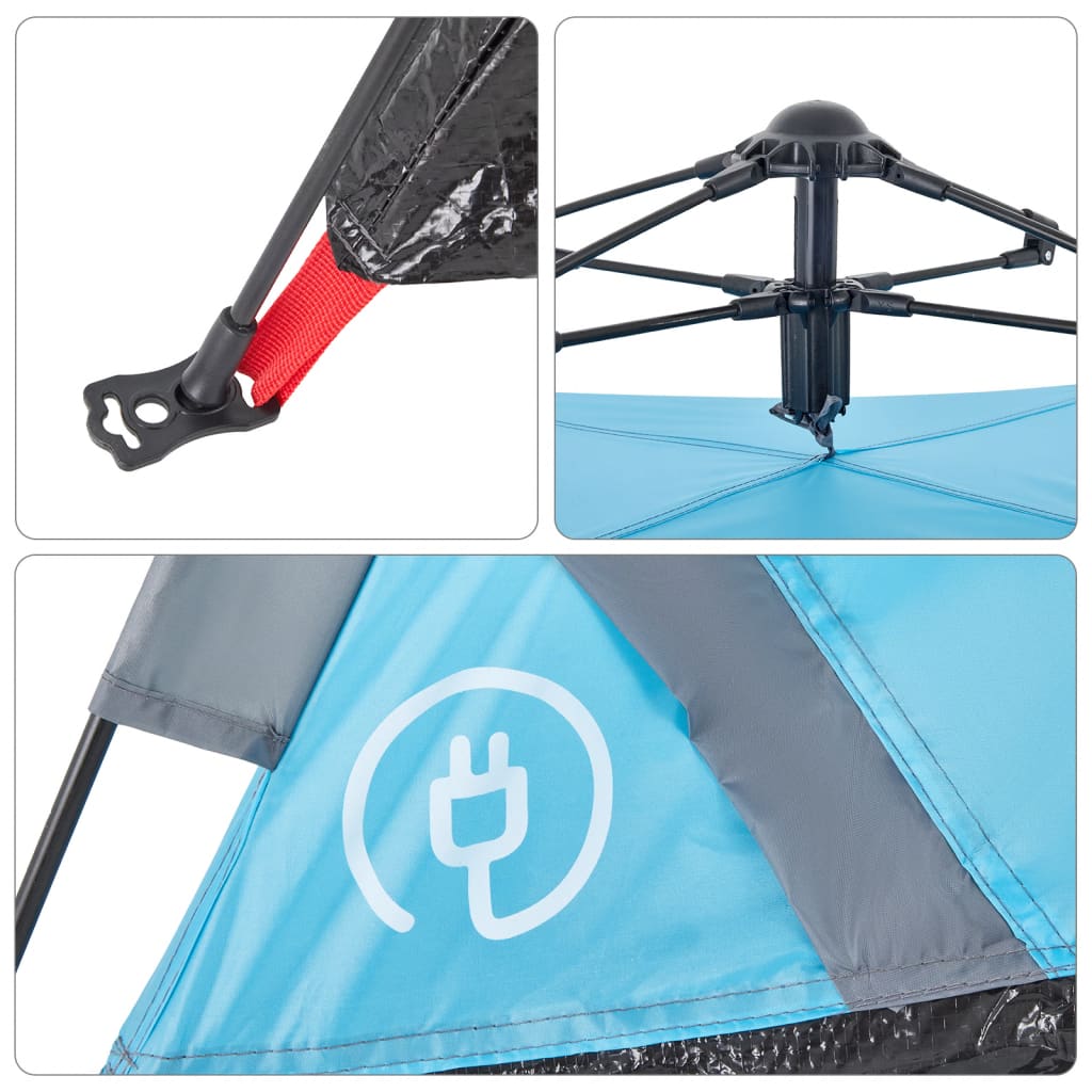 Campingzelt 3 Personen Blau Quick Release