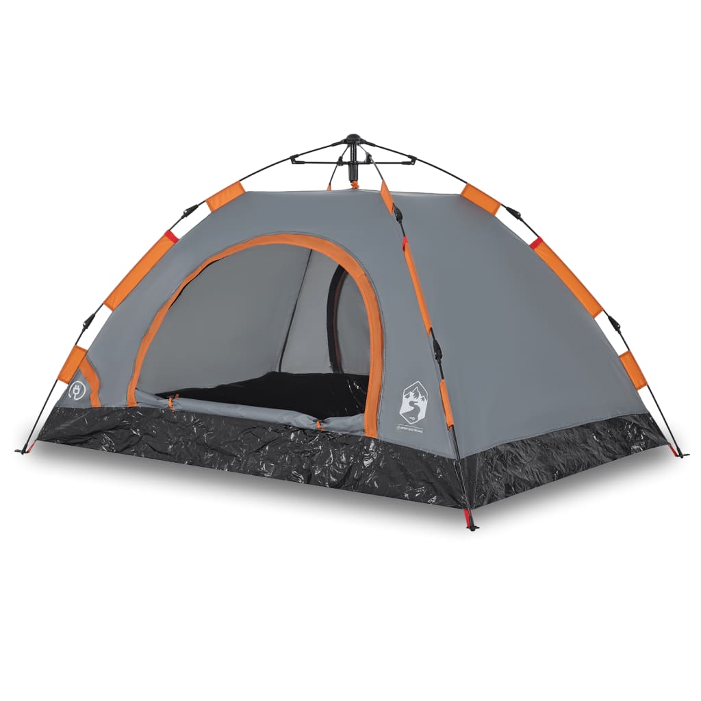 Campingzelt 4 Personen Grau und Orange Quick Release