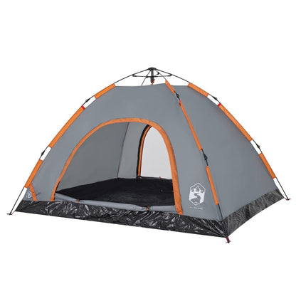 Campingzelt 4 Personen Grau und Orange Quick Release