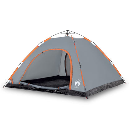 Campingzelt 5 Personen Grau und Orange Quick Release