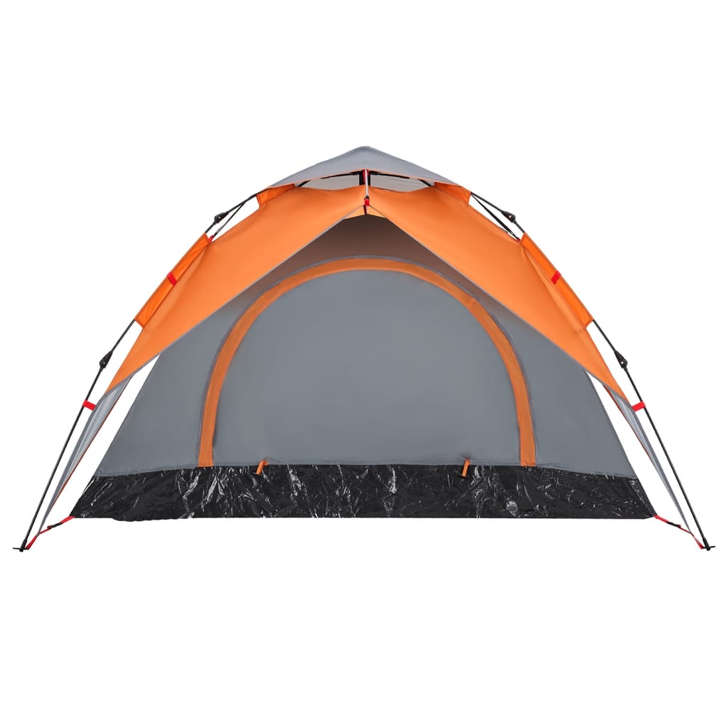 Kuppel-Campingzelt 3 Personen Grau und Orange Quick Release