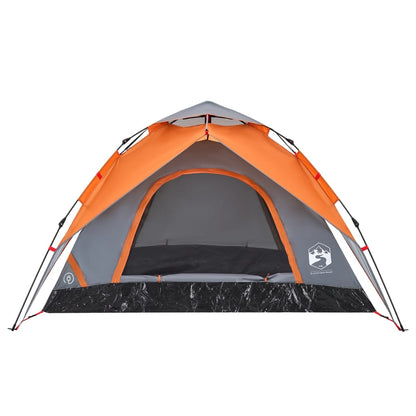 Kuppel-Campingzelt 5 Personen Grau und Orange Quick Release