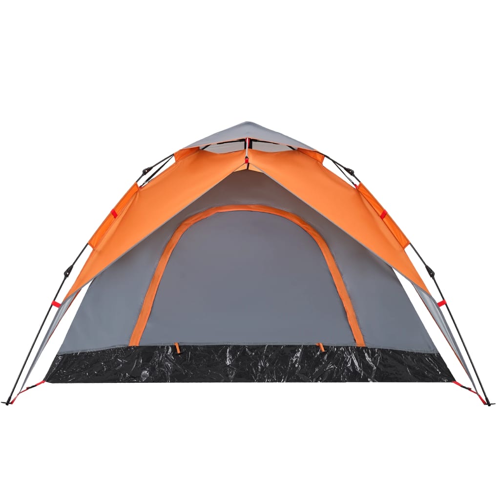 Kuppel-Campingzelt 5 Personen Grau und Orange Quick Release