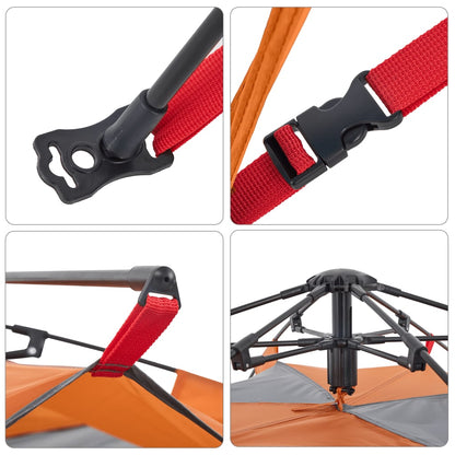 Kuppel-Campingzelt 5 Personen Grau und Orange Quick Release