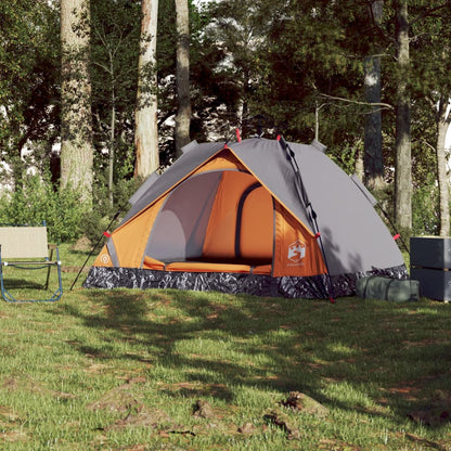 Kuppel-Campingzelt 3 Personen Grau und Orange Quick Release