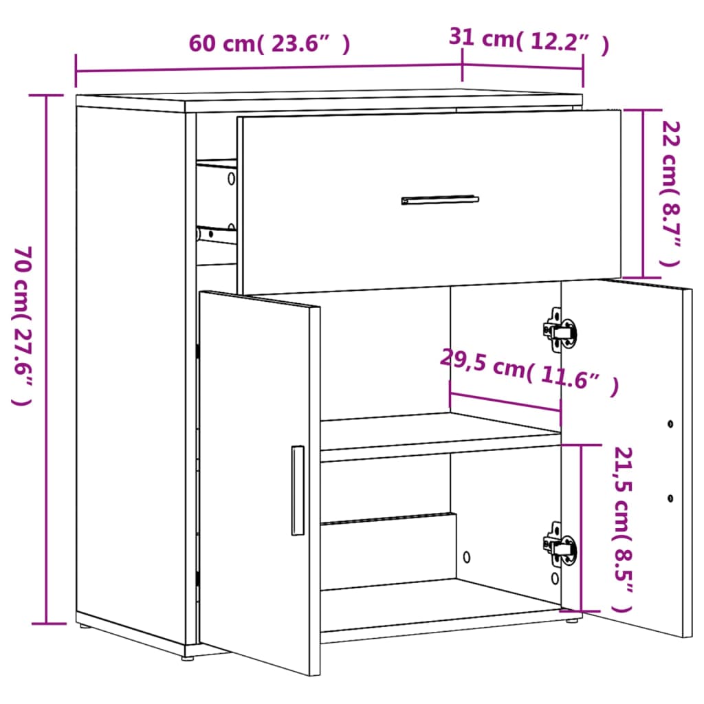 Sideboard Weiß 60x31x70 cm Holzwerkstoff