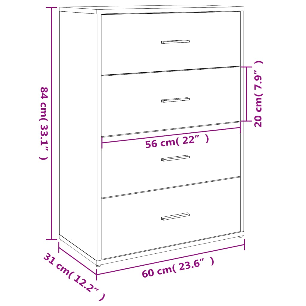 Sideboard Sonoma-Eiche 60x31x84 cm Holzwerkstoff