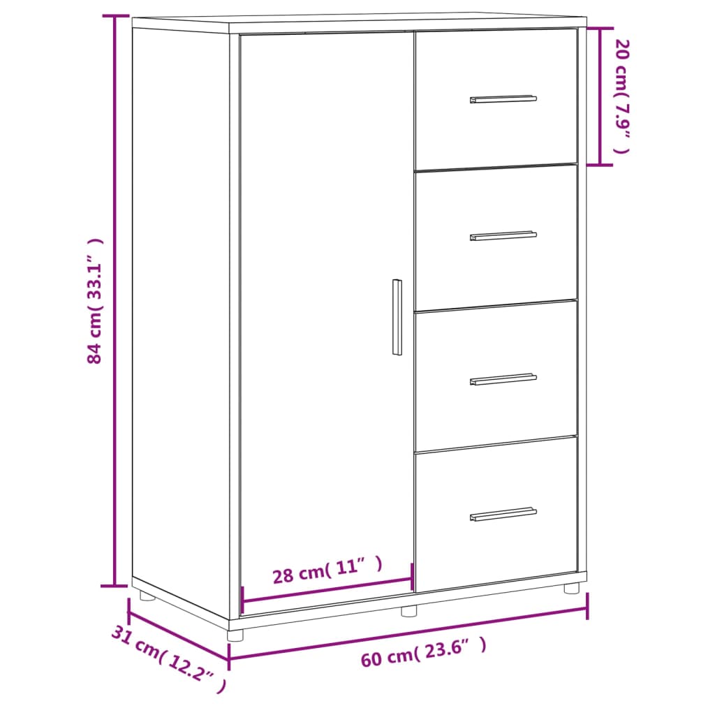 Sideboard Weiß 60x31x84 cm Holzwerkstoff