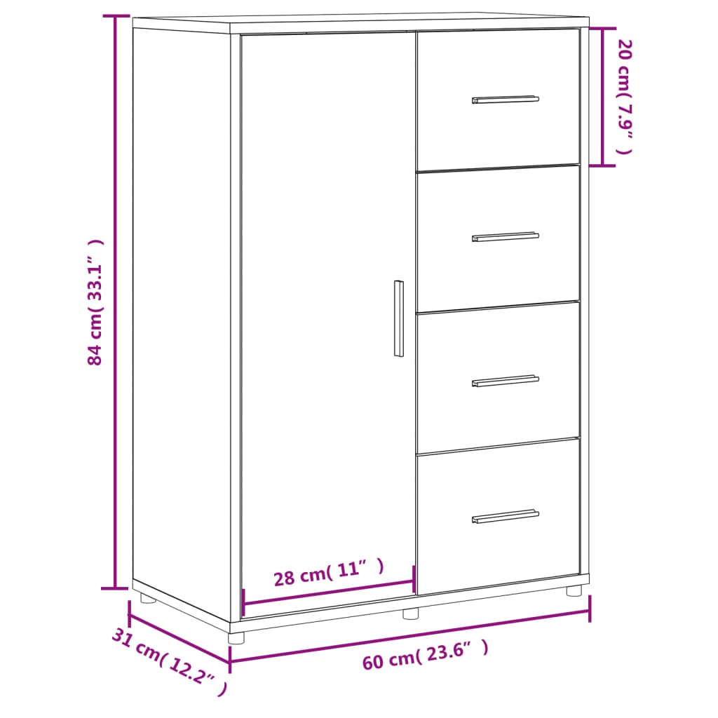 Sideboard Sonoma-Eiche 60x31x84 cm Holzwerkstoff