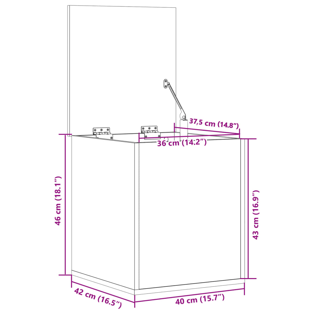 Truhe Betongrau 40x42x46 cm Holzwerkstoff