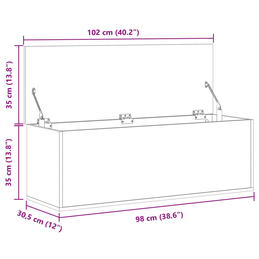 Truhe Betongrau 102x35x35 cm Holzwerkstoff