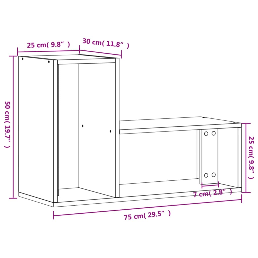 TV-Schränke 2 Stk. Grau Sonoma 75x30x50 cm Holzwerkstoff