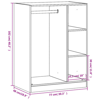 Kleiderschrank Betongrau 77x48x102 cm Holzwerkstoff