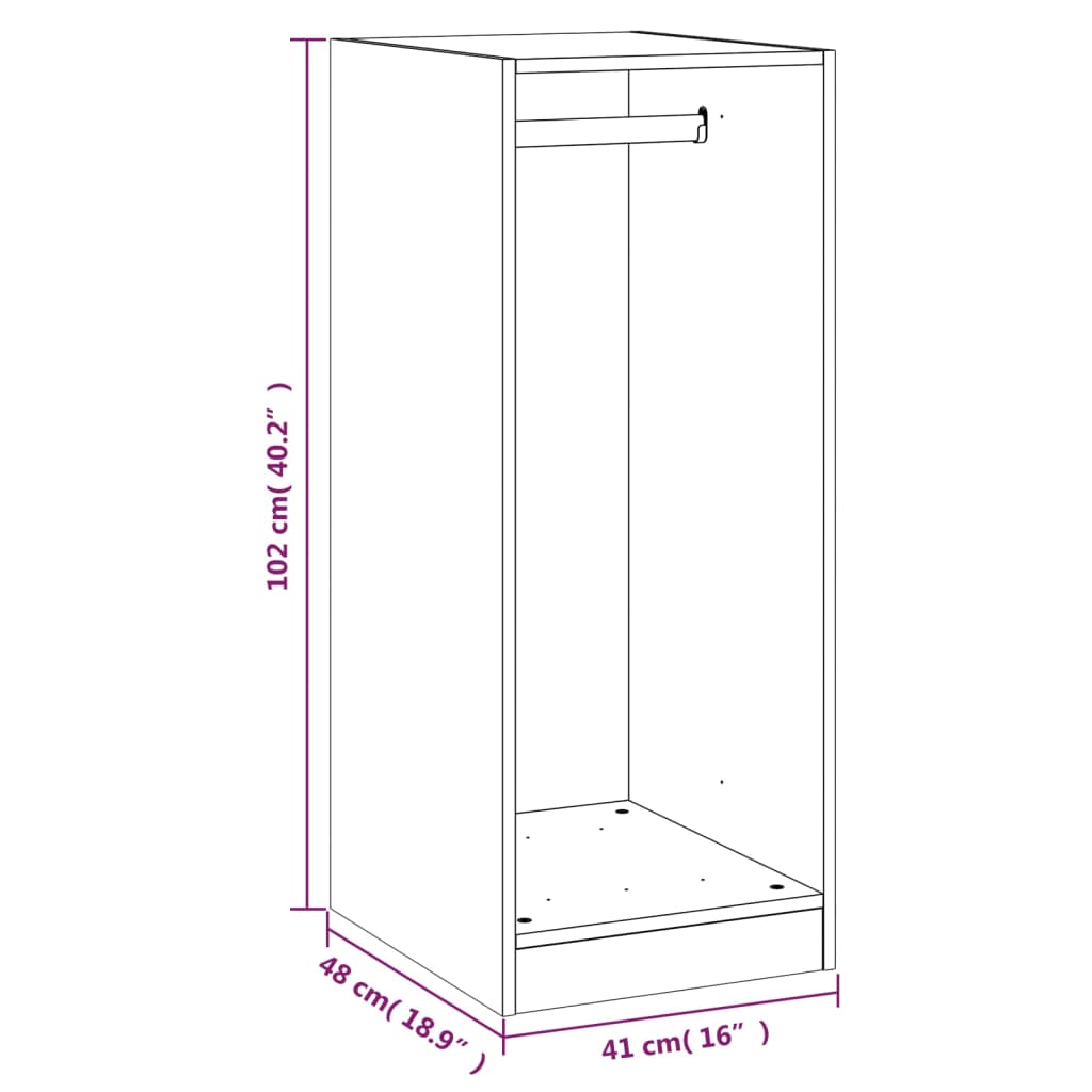 Kleiderschrank Braun Eichen-Optik 48x41x102 cm Holzwerkstoff