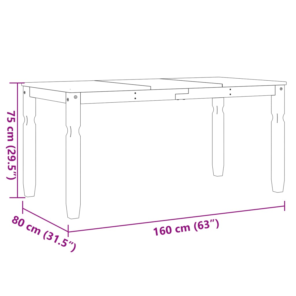 Esstisch Corona 160x80x75 cm Massivholz Kiefer