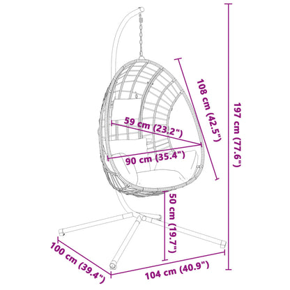 Hängesessel Ei-Design mit Ständer Anthrazit Rattan und Stahl