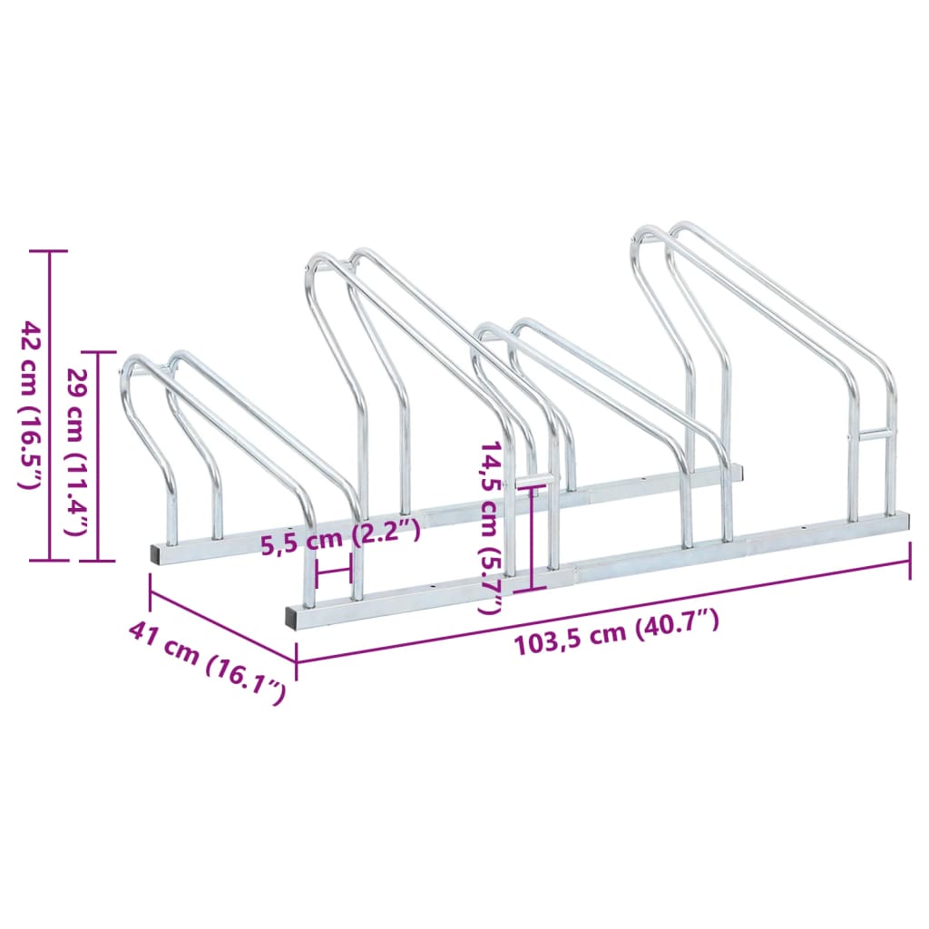 Fahrradständer für 4 Fahrräder Freistehend Verzinkter Stahl