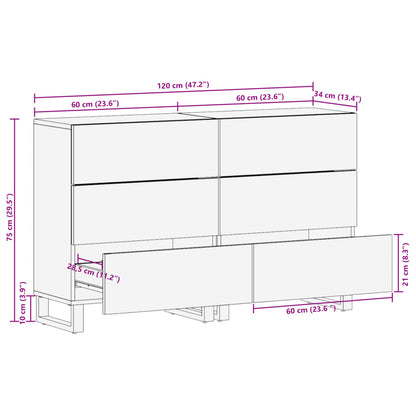 Sideboard 2 Stk. 60x34x75 cm Massivholz Akazie