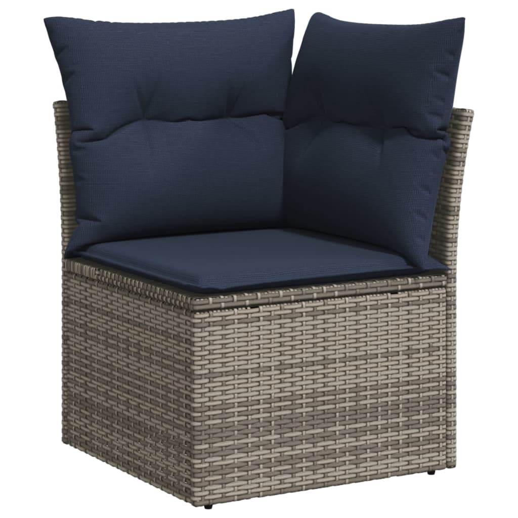 6-tlg. Garten-Sofagarnitur mit Kissen Grau Poly Rattan