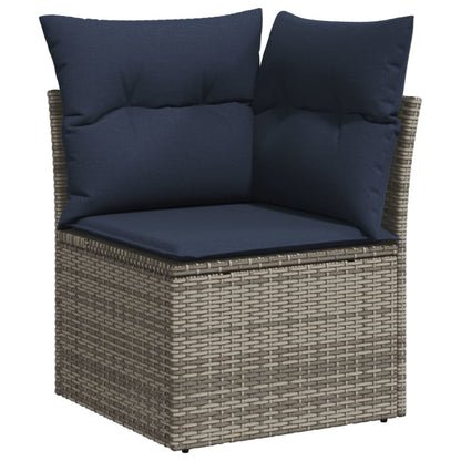 6-tlg. Garten-Sofagarnitur mit Kissen Grau Poly Rattan