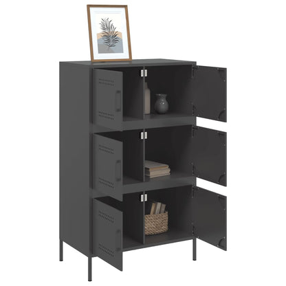 Highboard Schwarz 68x39x113 cm Stahl