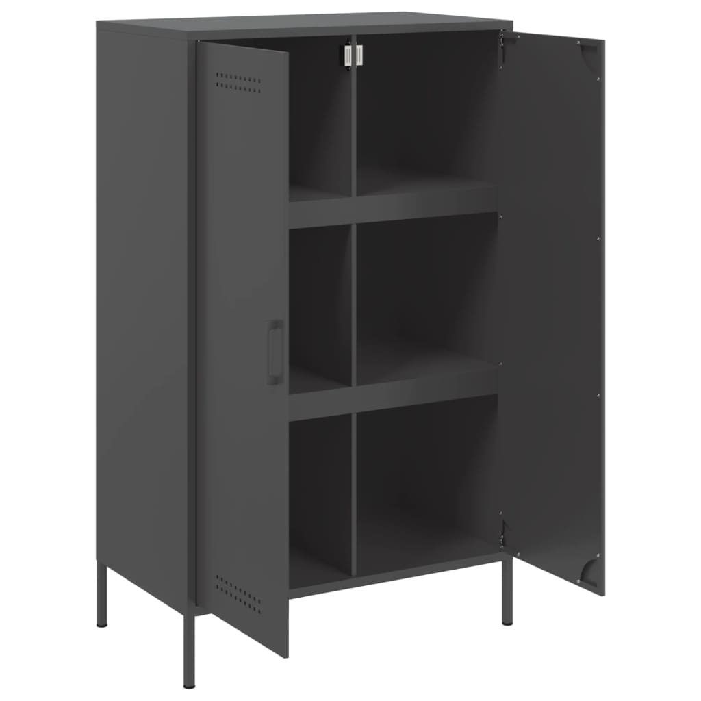 Highboard Schwarz 68x39x113 cm Stahl