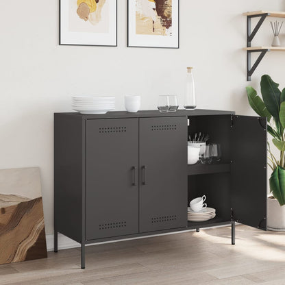 vidaXL Sideboard Schwarz 100,5x39x79 cm Stahl