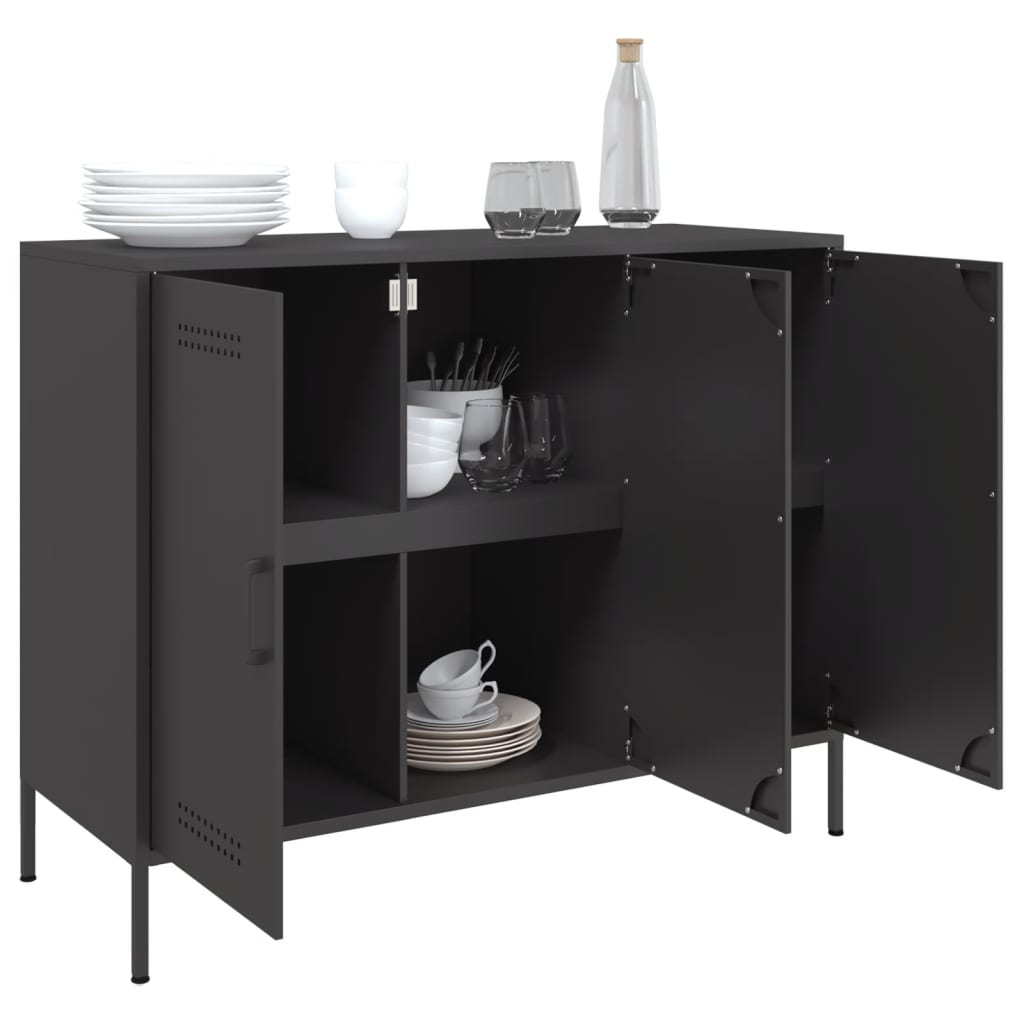 vidaXL Sideboard Schwarz 100,5x39x79 cm Stahl